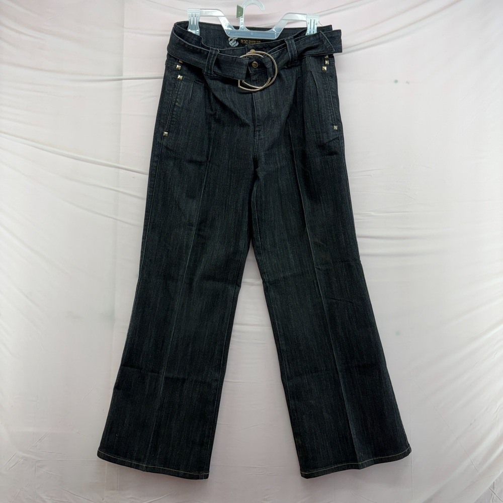 Roca Wear Vintage Jeans Women 7 Black Embroidered Pockets Y2K Streetwear Baggy - Picture 1 of 16